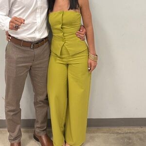 Green Jumpsuit with Wide-Leg Design